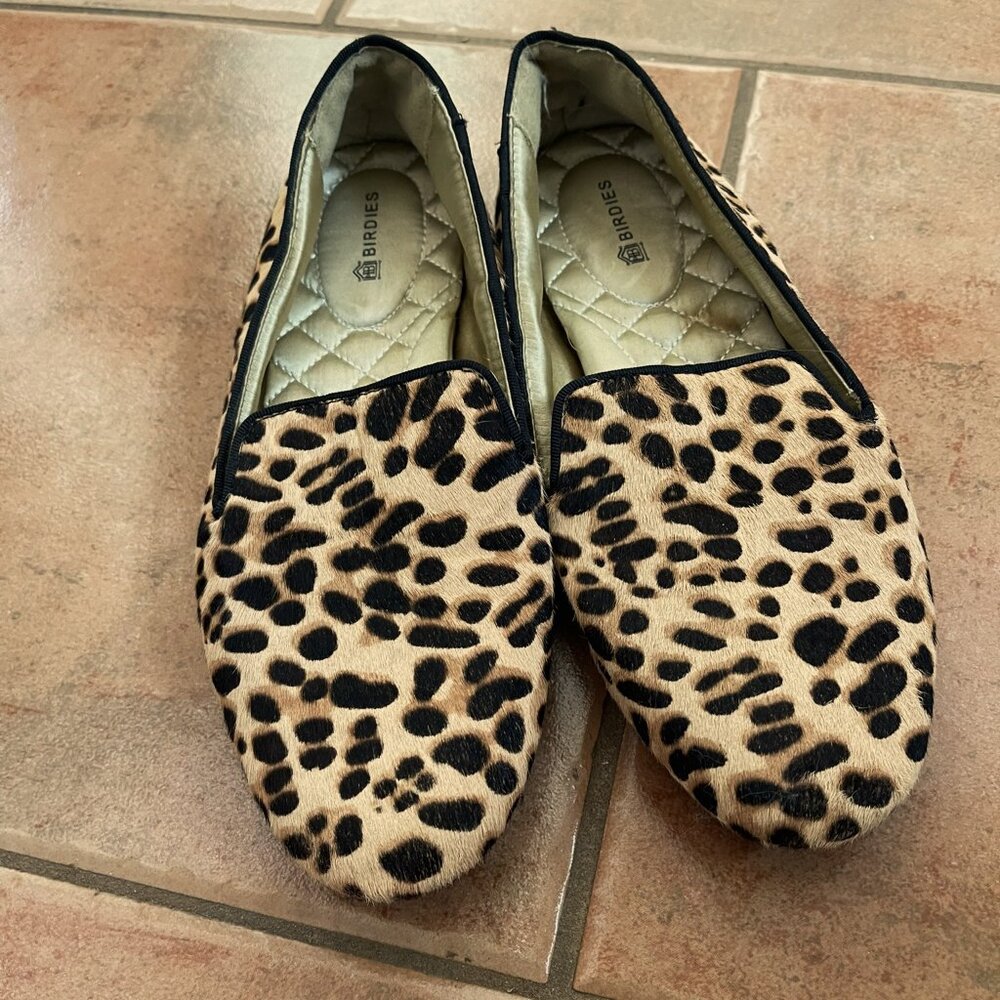 BIRDIES  THE STERLING CHETAH CALF HAIR FLAT SHOES SIZE 6.5